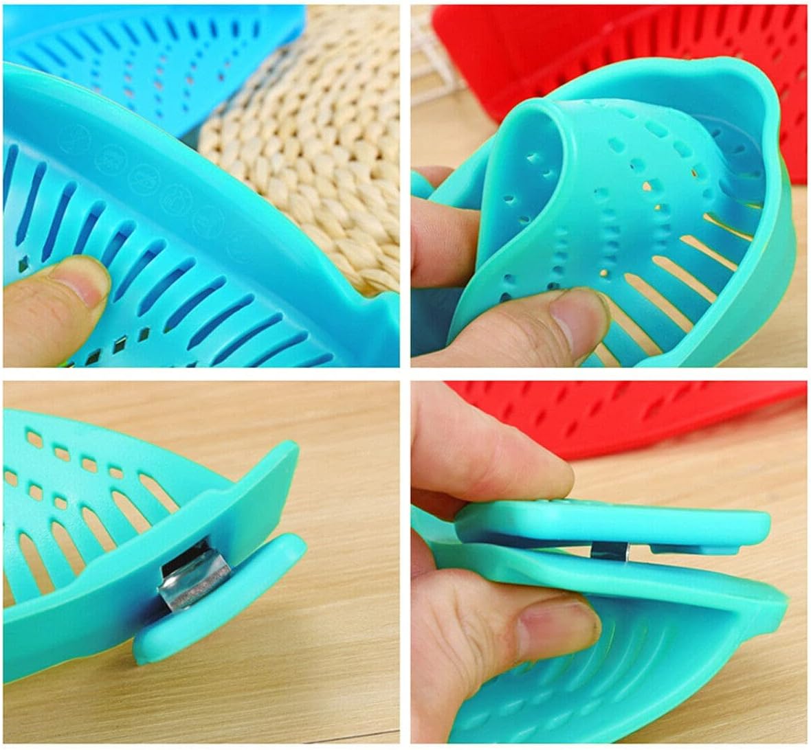 Versatile 2-Piece Clip-On Silicone Strainers for Effortless Cooking - Perfect for Pasta, Meat, Vegetables, and More!