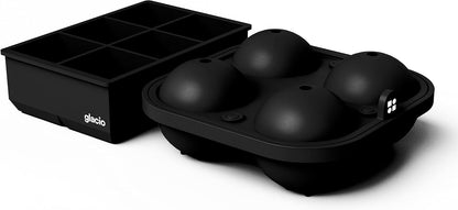 Elevate Your Cocktail Experience with Glacio's Premium Silicone Ice Cube Tray - 4 Spheres & 6 Cubes for Perfectly Slow-Melting Ice