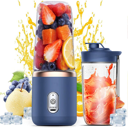 Ultimate Portable Blender: USB Rechargeable Mini Blender for Smoothies and Shakes - 400ML Capacity with 6 Stainless Steel Blades and Travel Lid for On-the-Go Nutrition