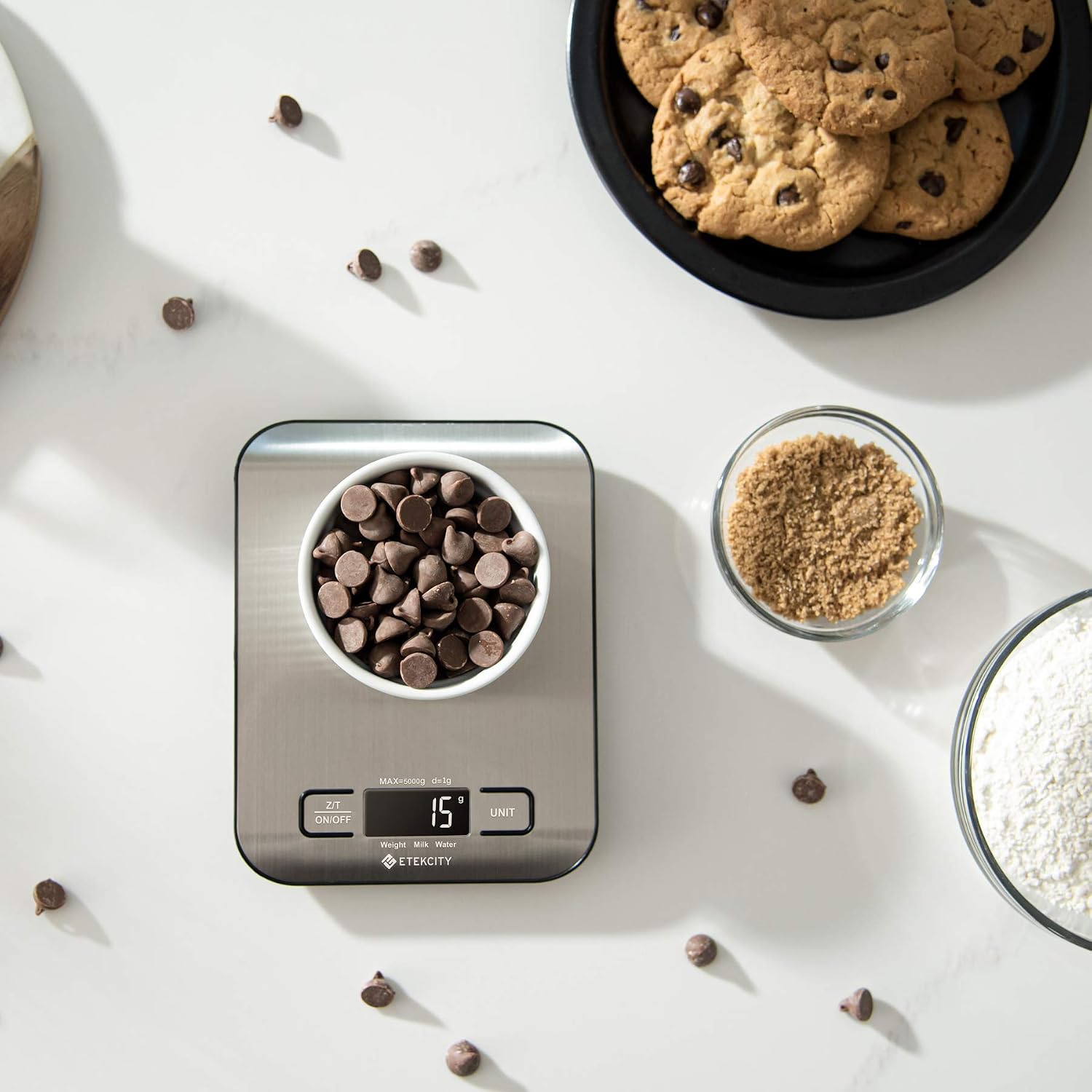 Versatile Digital Kitchen Scale for Accurate Weighing - Perfect for Weight Loss, Baking, Cooking, and Meal Prep - Backlit LCD Display in Stainless Steel