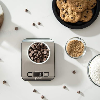 Versatile Digital Kitchen Scale for Accurate Weighing - Perfect for Weight Loss, Baking, Cooking, and Meal Prep - Backlit LCD Display in Stainless Steel