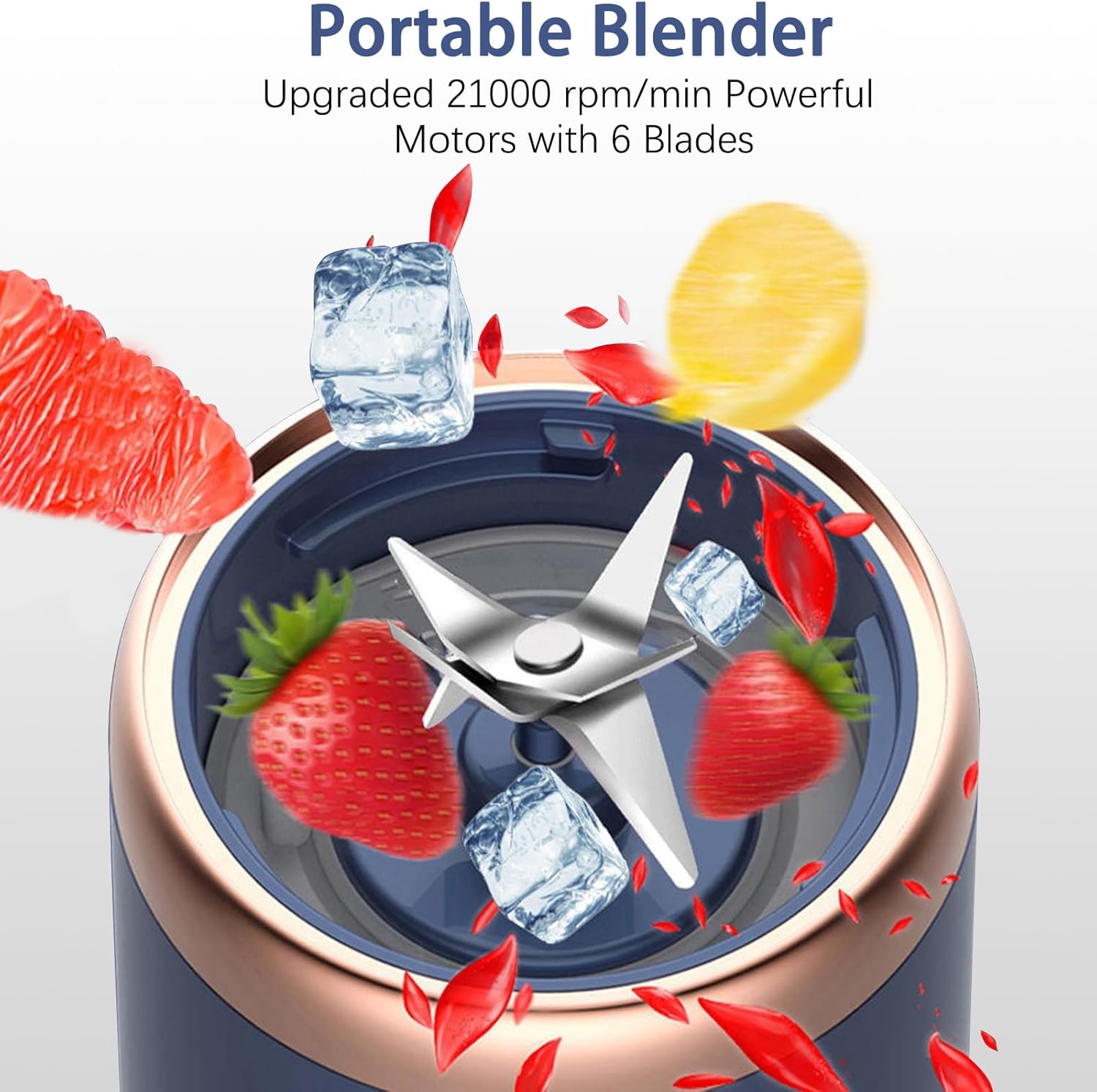 Ultimate Portable Blender: USB Rechargeable Mini Blender for Smoothies and Shakes - 400ML Capacity with 6 Stainless Steel Blades and Travel Lid for On-the-Go Nutrition