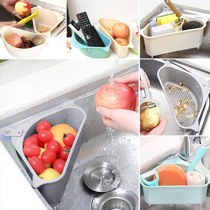 Maximize Your Kitchen Space with the Triangular Sink Strainer Basket - Versatile Gray Storage Holder with Suction Cup Support