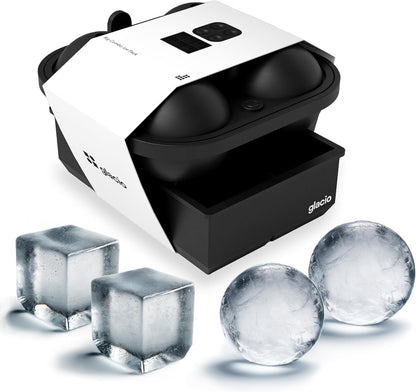 Elevate Your Cocktail Experience with Glacio's Premium Silicone Ice Cube Tray - 4 Spheres & 6 Cubes for Perfectly Slow-Melting Ice