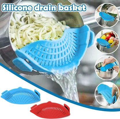 Versatile 2-Piece Clip-On Silicone Strainers for Effortless Cooking - Perfect for Pasta, Meat, Vegetables, and More!