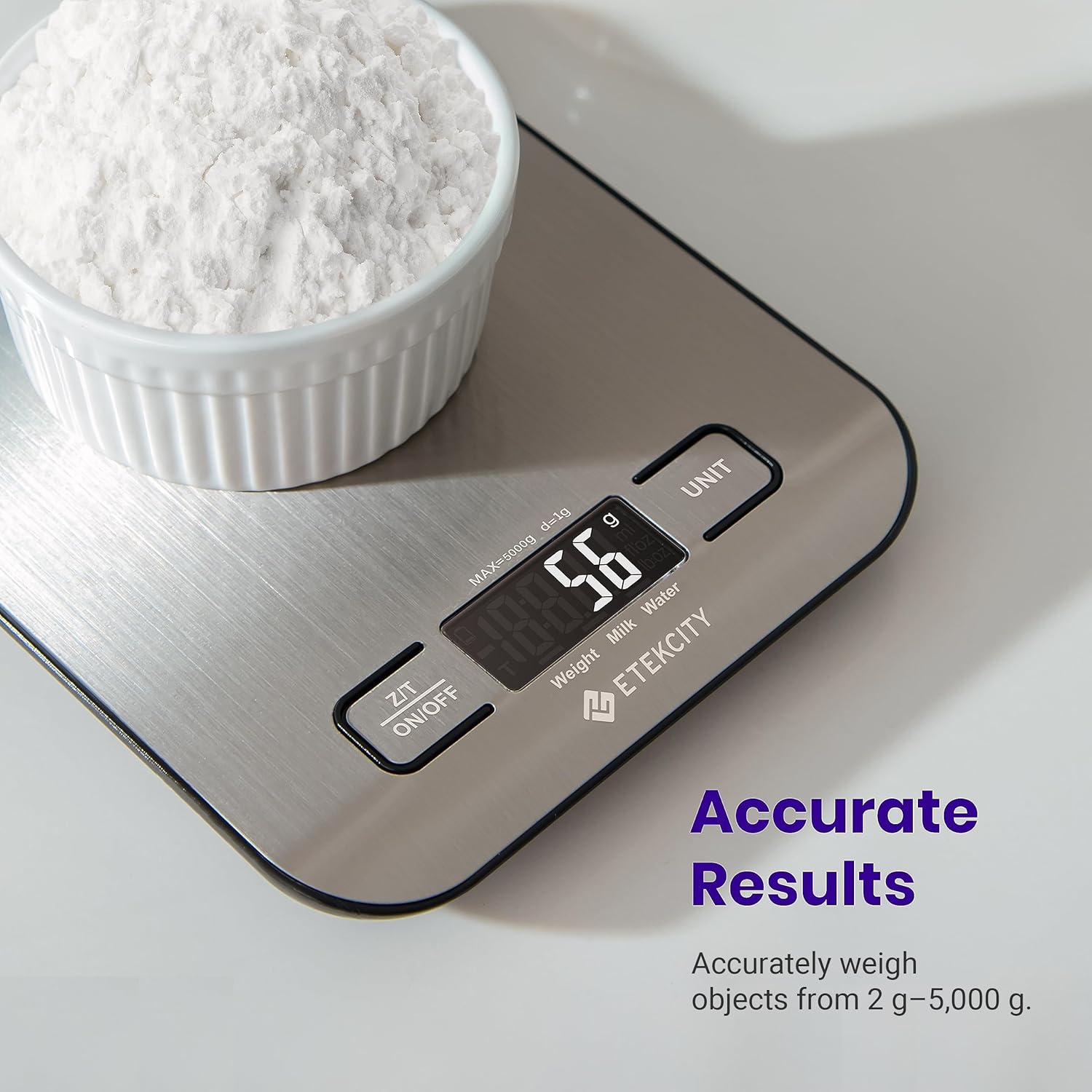 Versatile Digital Kitchen Scale for Accurate Weighing - Perfect for Weight Loss, Baking, Cooking, and Meal Prep - Backlit LCD Display in Stainless Steel
