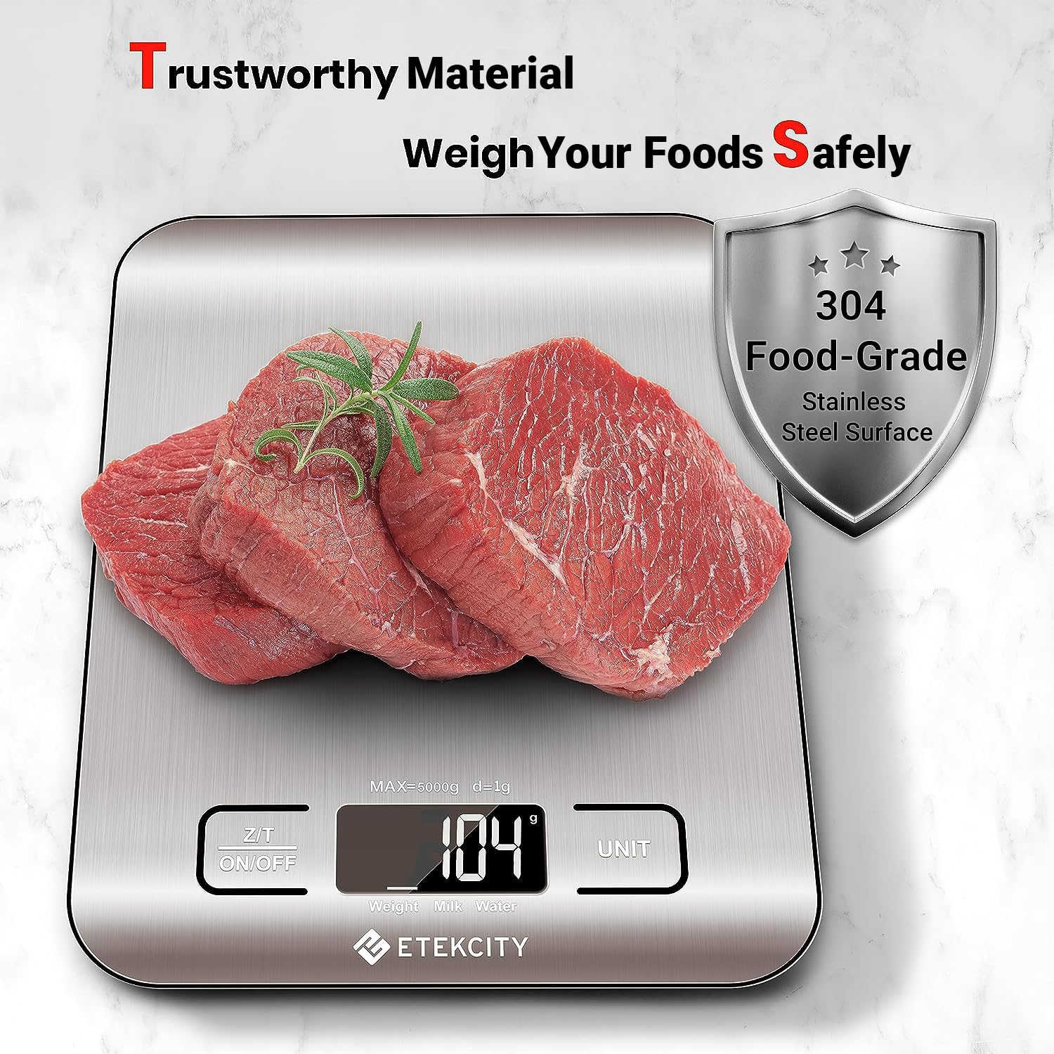 Versatile Digital Kitchen Scale for Accurate Weighing - Perfect for Weight Loss, Baking, Cooking, and Meal Prep - Backlit LCD Display in Stainless Steel