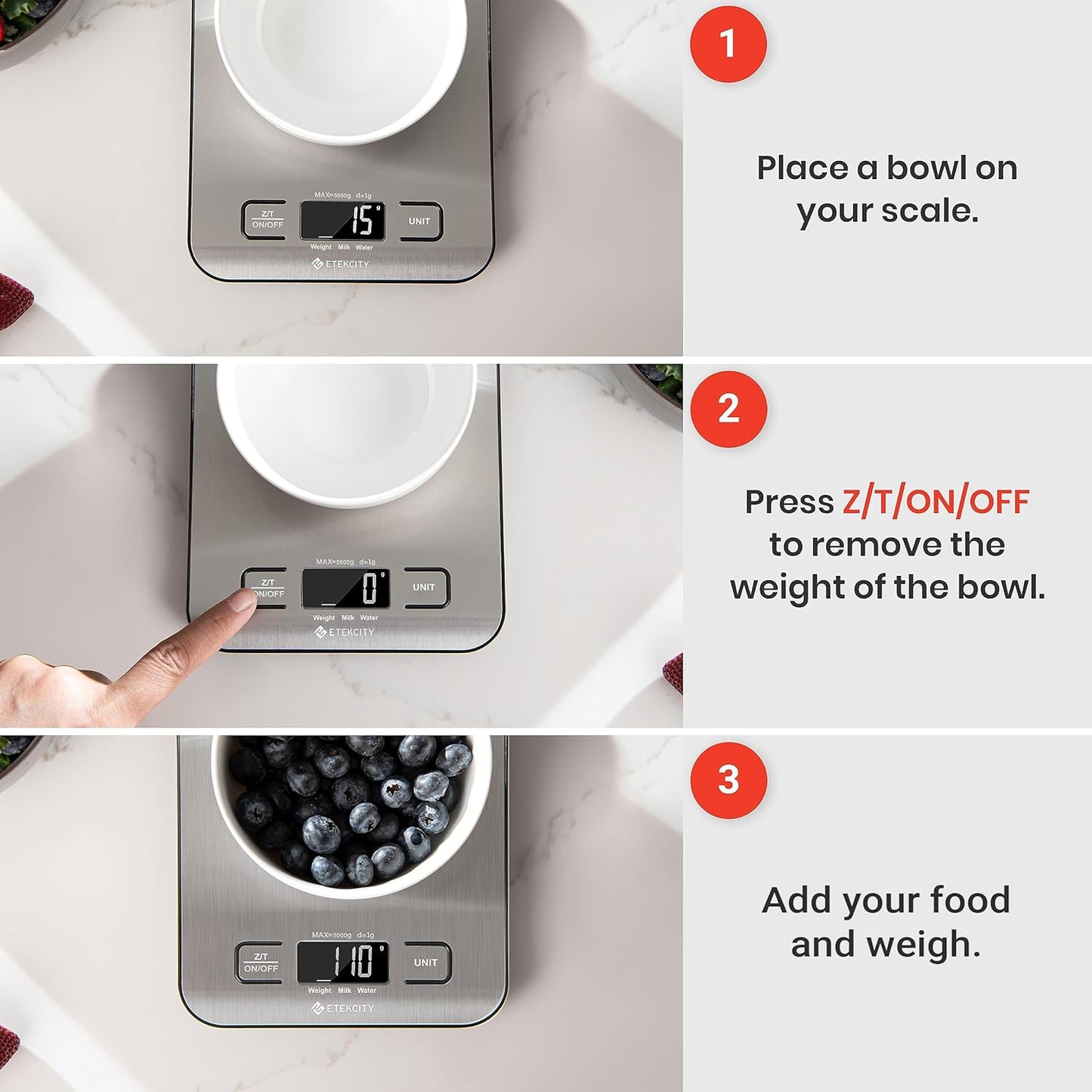 Versatile Digital Kitchen Scale for Accurate Weighing - Perfect for Weight Loss, Baking, Cooking, and Meal Prep - Backlit LCD Display in Stainless Steel