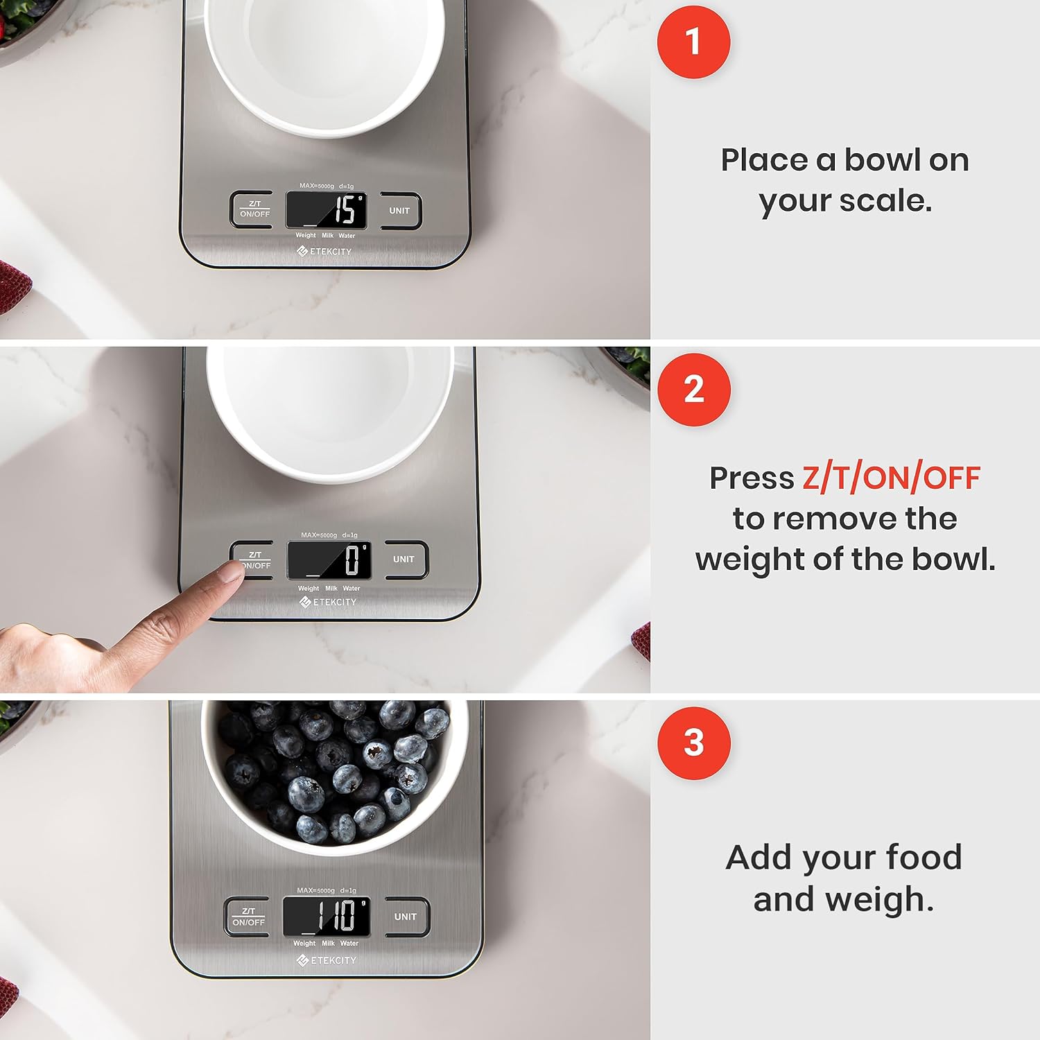 Versatile Digital Kitchen Scale for Accurate Weighing - Perfect for Weight Loss, Baking, Cooking, and Meal Prep - Backlit LCD Display in Stainless Steel