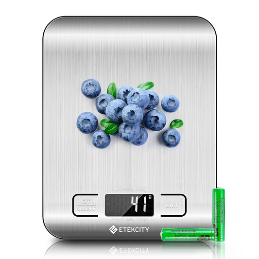 Versatile Digital Kitchen Scale for Accurate Weighing - Perfect for Weight Loss, Baking, Cooking, and Meal Prep - Backlit LCD Display in Stainless Steel