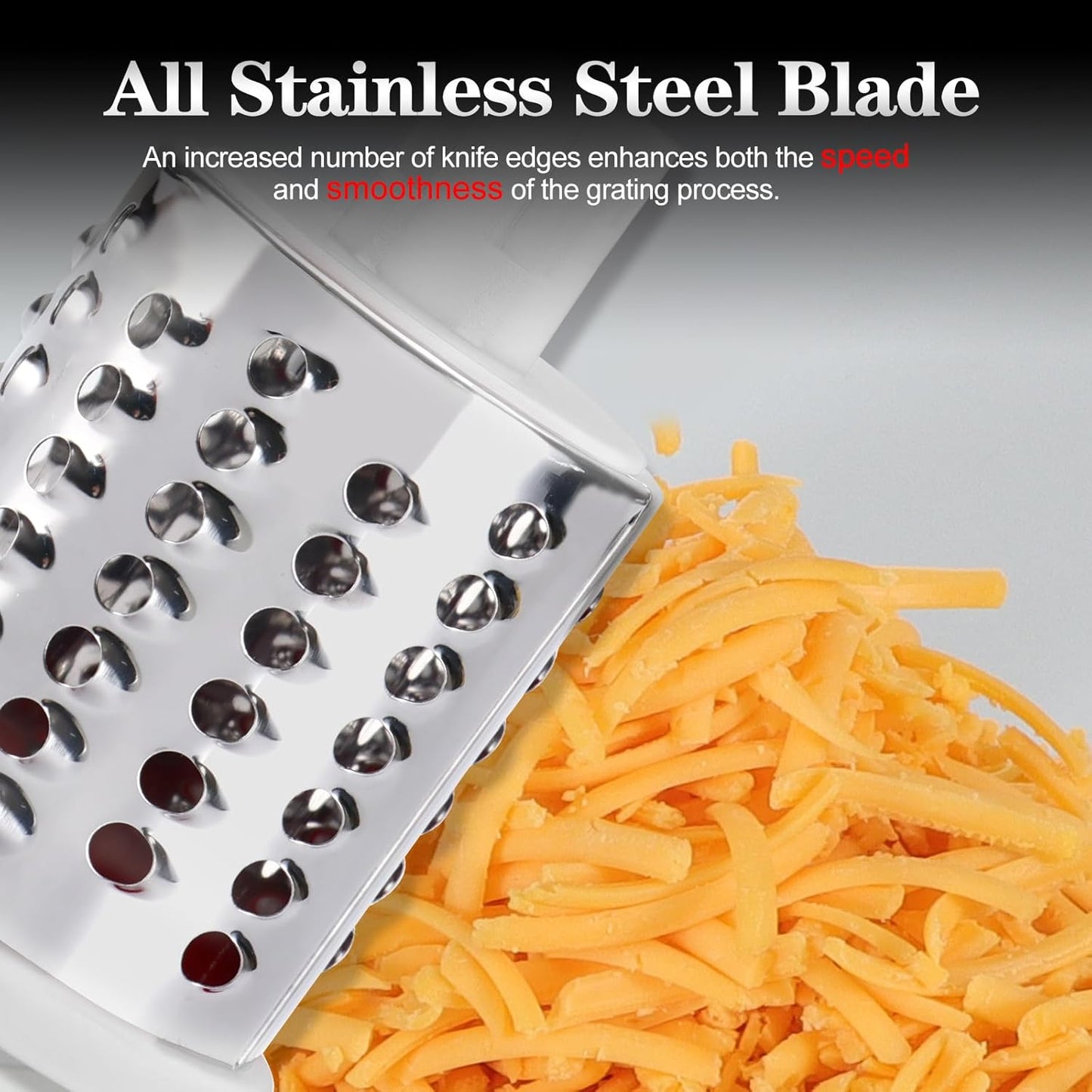 Effortless Rotary Cheese Grater - Hand Crank Kitchen Shredder with 3 Versatile Blades for Cheese, Vegetables, Nuts, and More - Perfect for Home Chefs!