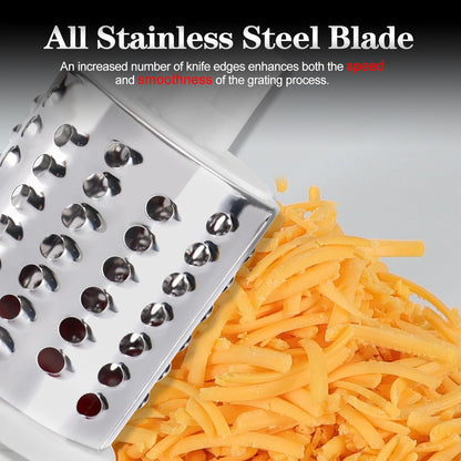 Effortless Rotary Cheese Grater - Hand Crank Kitchen Shredder with 3 Versatile Blades for Cheese, Vegetables, Nuts, and More - Perfect for Home Chefs!
