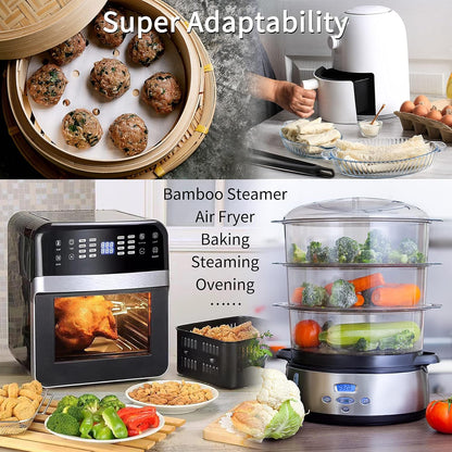 Revolutionize Your Cooking with 200 Unbleached Air Fryer Liners - Perfectly Sized 8.5 Inch Square Perforated Parchment Paper for Effortless Baking and Steaming!