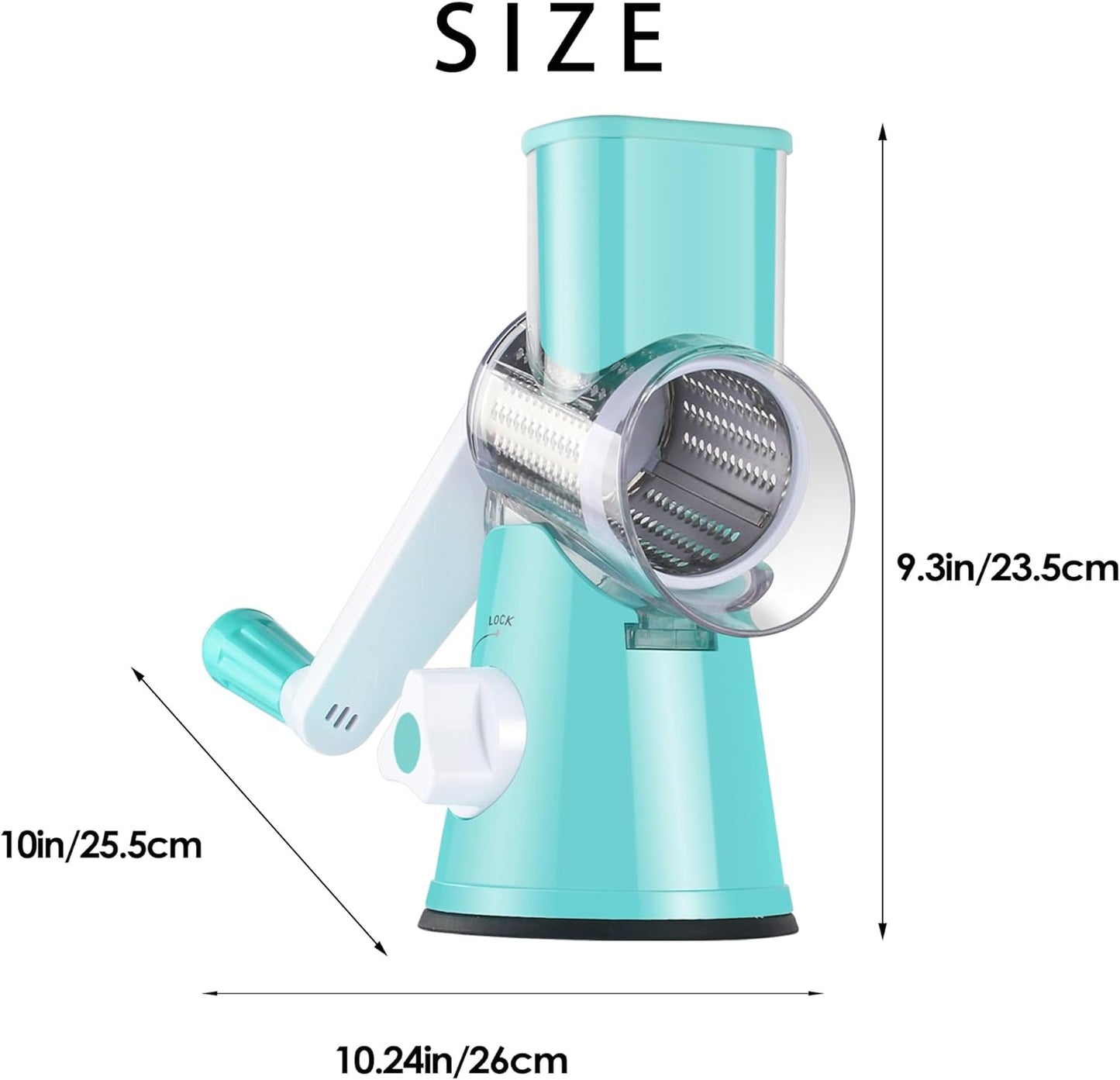 Effortless Rotary Cheese Grater - Hand Crank Kitchen Shredder with 3 Versatile Blades for Cheese, Vegetables, Nuts, and More - Perfect for Home Chefs!